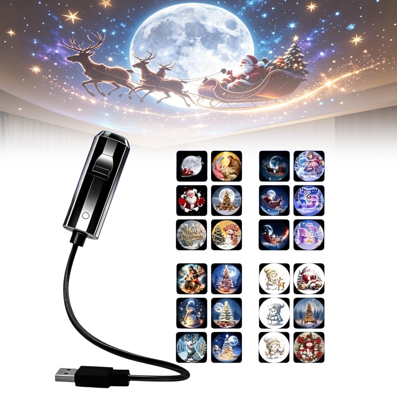 Christmas Projector Indoor,Plug and Play Christmas Projector，24 Scenes