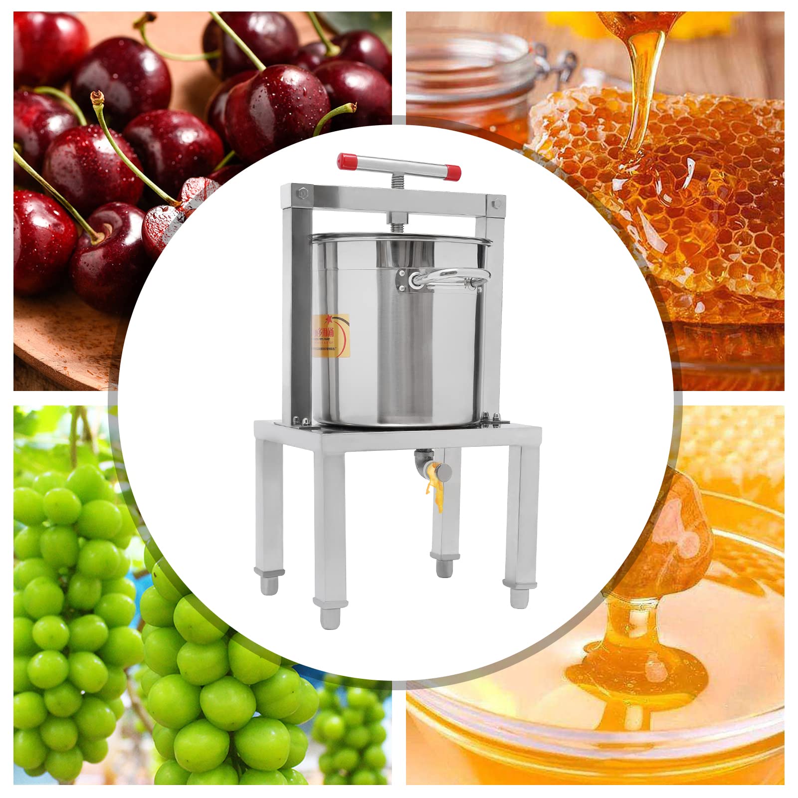 LYNICESHOP Fruit Wine Press, Large Fruit Honey Presser Manual Grape Presser Beeswax Extractor Beekeeping Machine Cider, Wine, Grape, Apple Press extractor for Wine