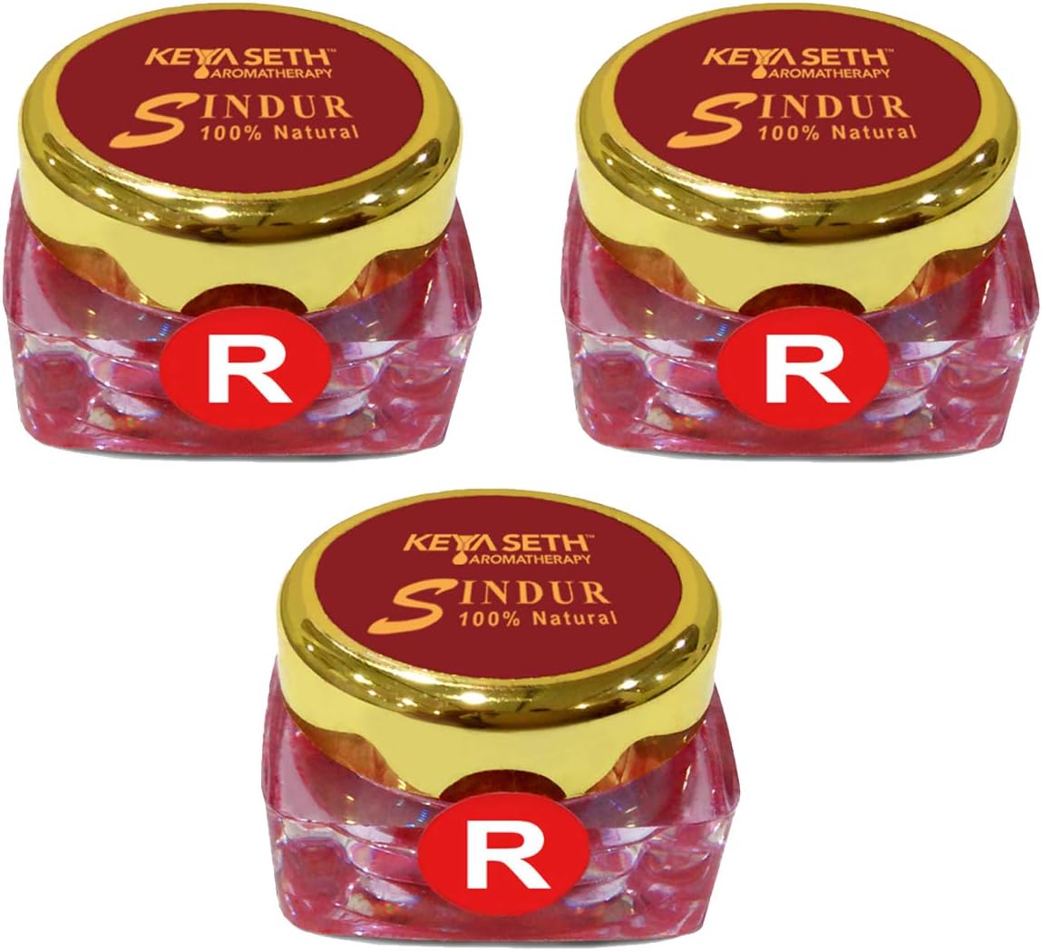 KEYA SETH AROMATHERAPY 100% Natural Dust Sindoor Red with Herbs Extracts & Floral Pigments Kumkum, No Side Effects & No Hair Fall (Pack Of 3)