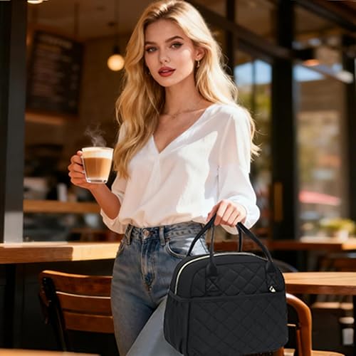 Miniatura 2 de CAMTOP Lonchera térmica para mujer, térmica, a prueba de fugas, acolchada, reutilizable, para el trabajo, escuela, viajes, picnic (negro)