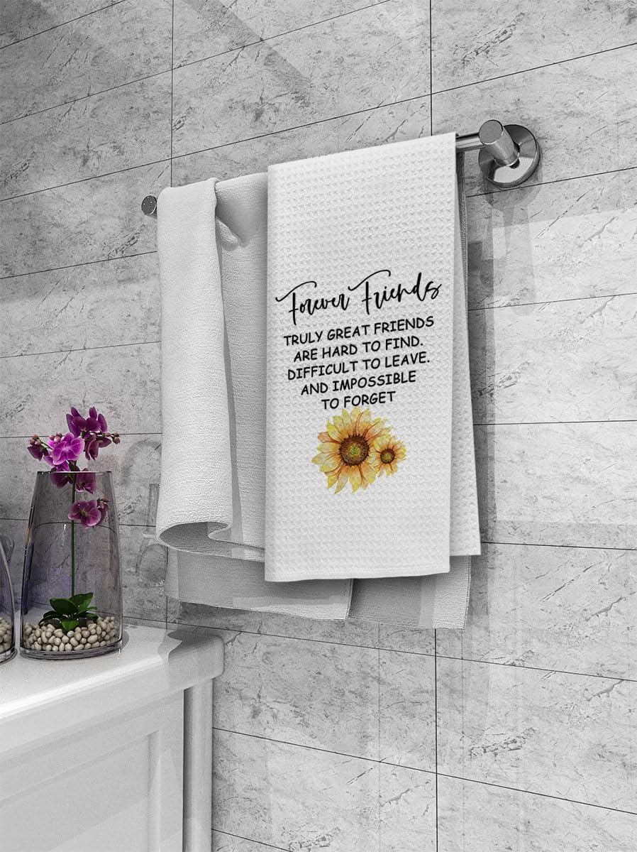 Dibor Friends Kitchen Towels, Gifts for Best Friend Dish Towel Dishcloth, Forever Friends Cloth Hand Tea Towels for Bathroom Kitchen, Friendship Gifts for Women, 16x24 Inches - Image 3