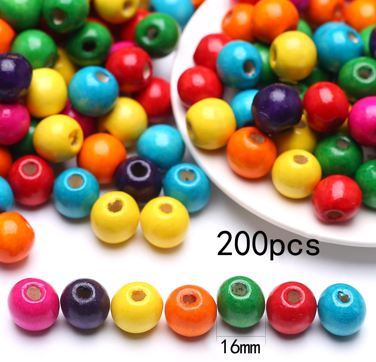 HERZWILD 100 Multicolor 20mm Color Wooden Beads Colourful Wooden Bead Round Wooden Craft Beads for DIY Jewellery Making (color-20mm) - Image 2