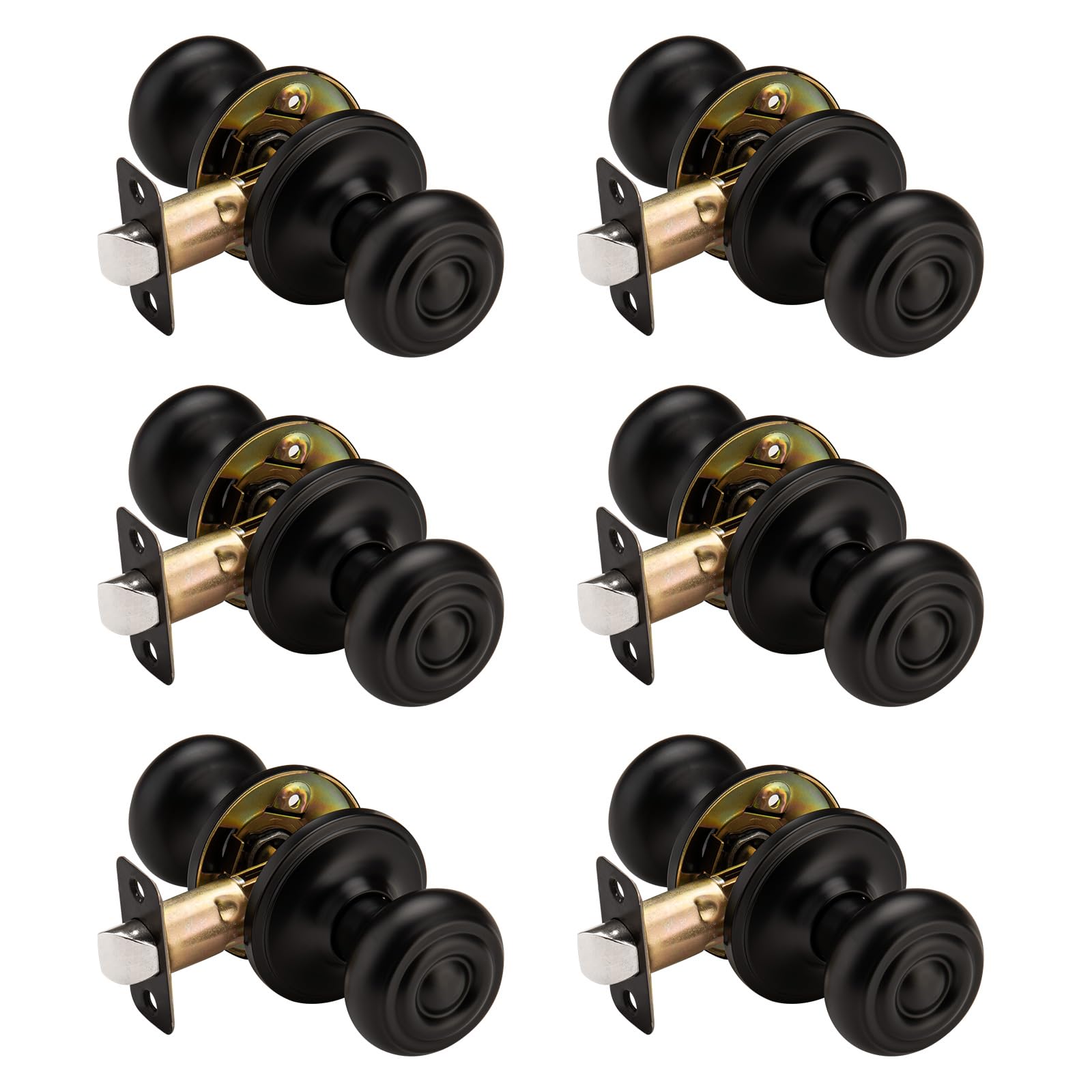Antique Brass Door Knobs - 6 Pack -29