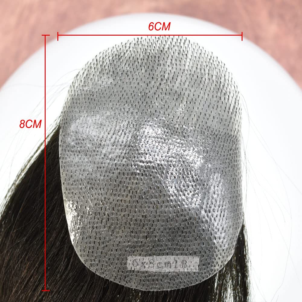 Human Hair Topper Ultra Thin Skin PU Base 6x8cm Hand Tied European Hair Amazon.com : Human Hair Topper for Woman And Men Ultra Thin  main image 2
