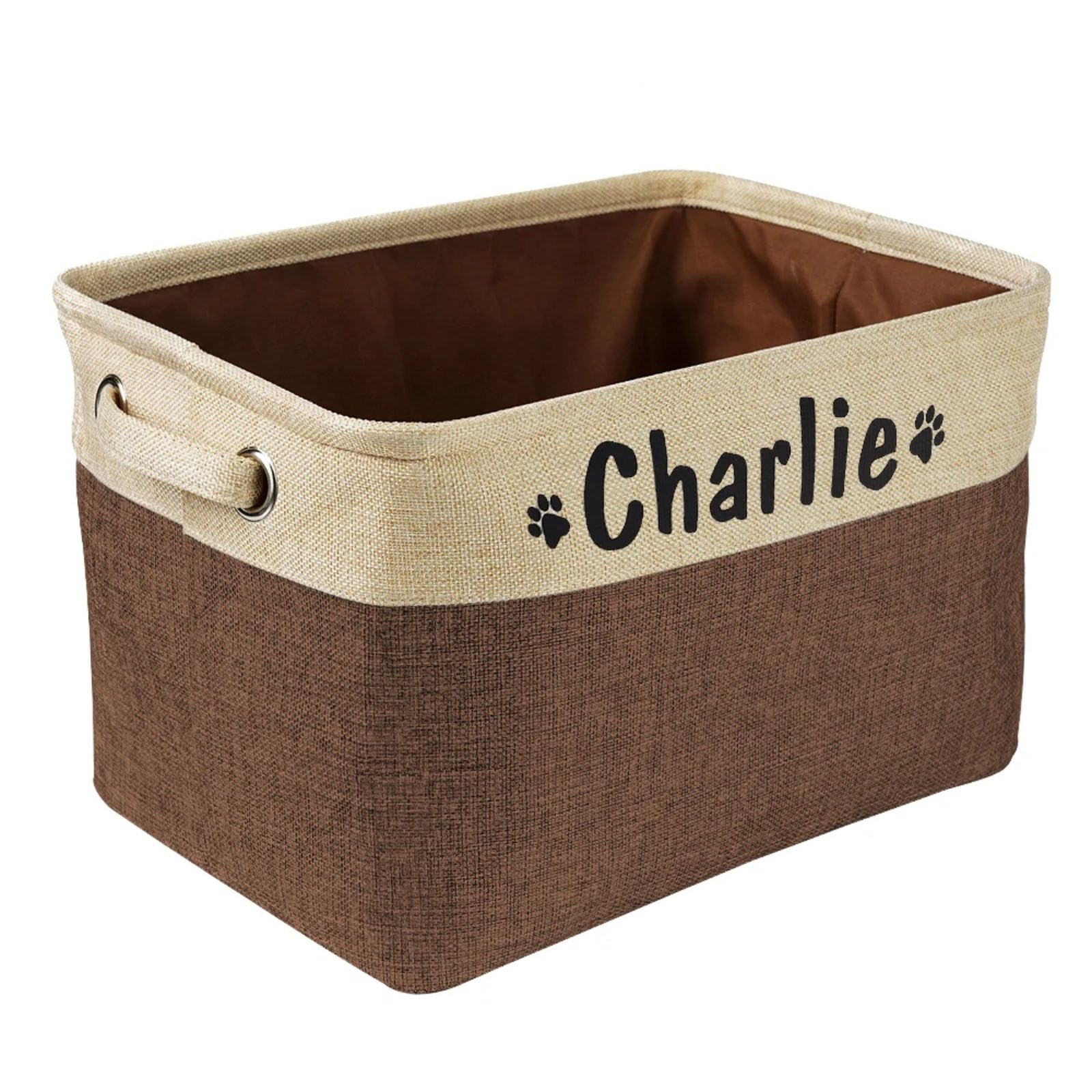 ZXH Personalized Dog Toy Basket,Dog Toy Box,Custom Name Dog Toy Storage Bin,Dog Storage Canvas Bag Foldable Pet Toys Linen Storage Box Bins Dog Accessories Pet Supplies Gift (B)