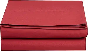 Luxury Flat Sheet on Amazon Elegant Comfort Wrinkle-Free 1500 Premier Hotel Quality 1-Piece Flat Sheet, King Size, Burgundy
