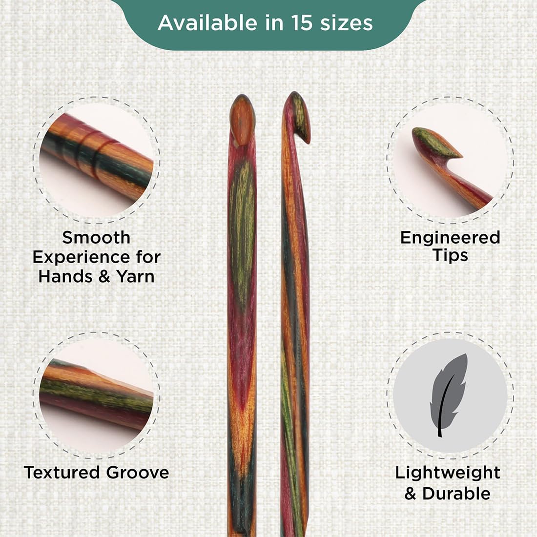 KnitPro KP20703 Symphonie Single Fine Knitting Crochet Wood Multi-Coloured 17 x 1 x 11 cm