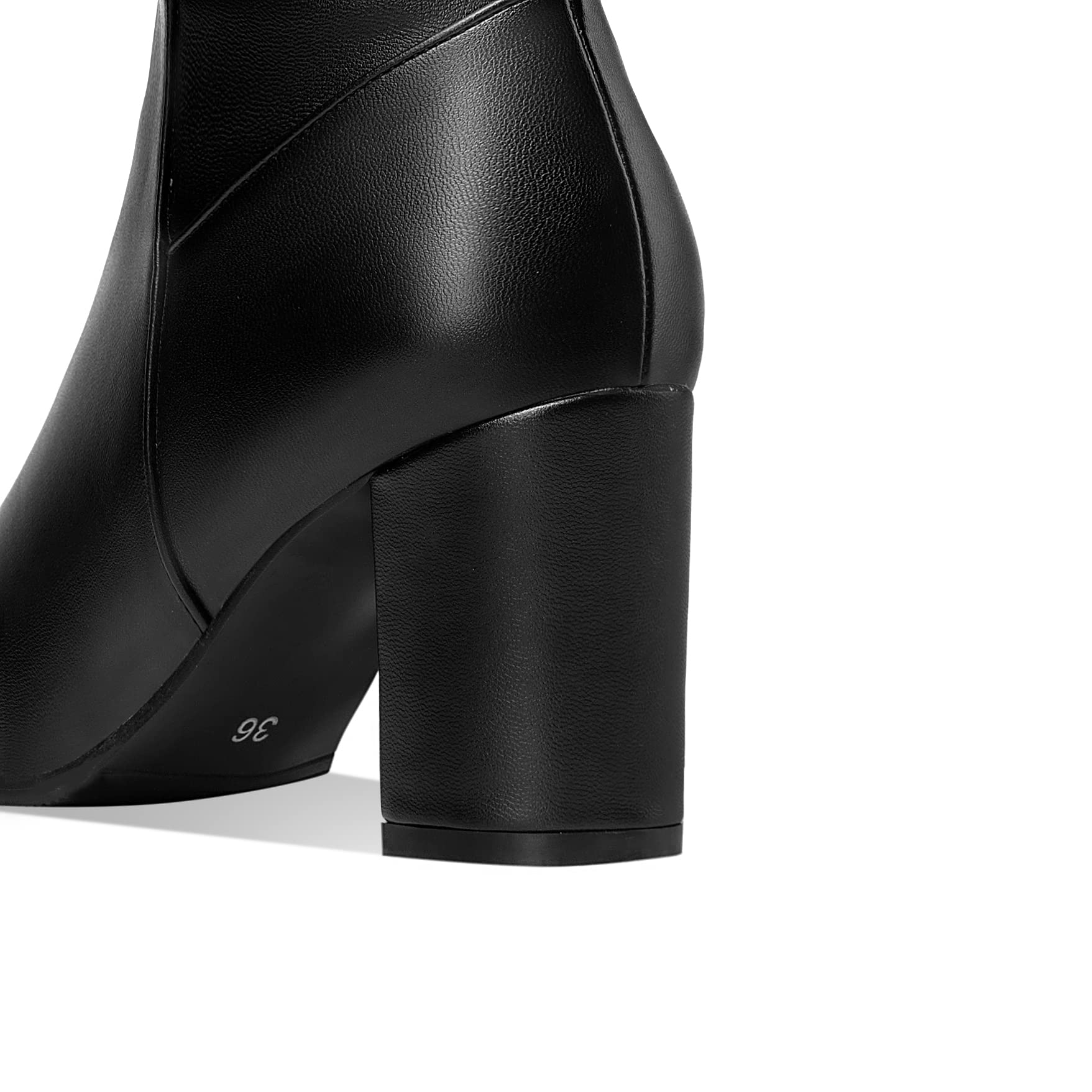 Synthetik Fashion Round Toe Block Heel Zipper high Heel with 7.5 cm Easy Walking Over-Knee Winter Boots for Women th6412