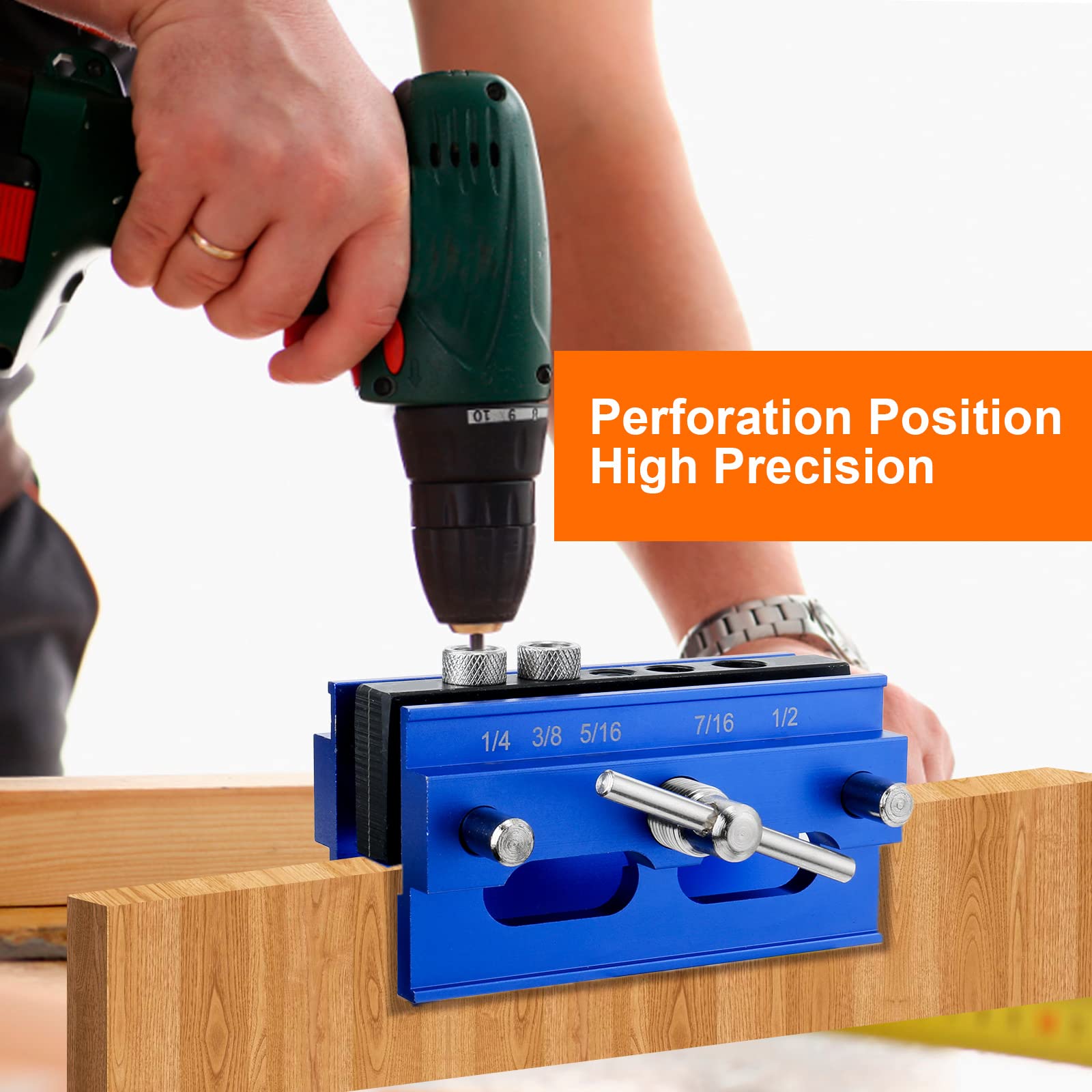 Matework Adjustable Dowel Jig Kit - Woodworking Drill Guide With 3 Bits & Stop Rings For Straight Holes - View #6