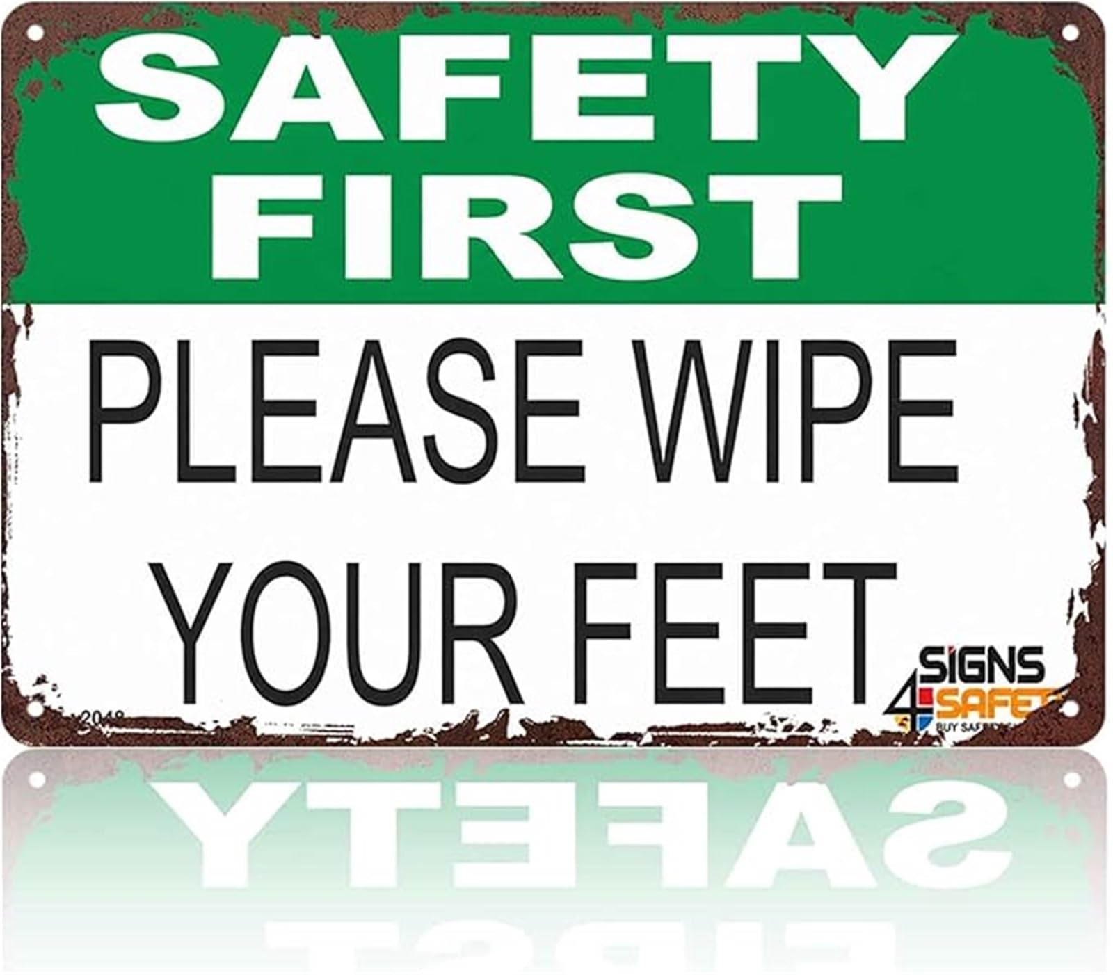 PKNVKZIDK First Wipe Your Feet Funny Metal Sign 8x12 Inch, Aluminum Wall Decor for Entrance Hallway Office Factory Bathroom Garage Workshop