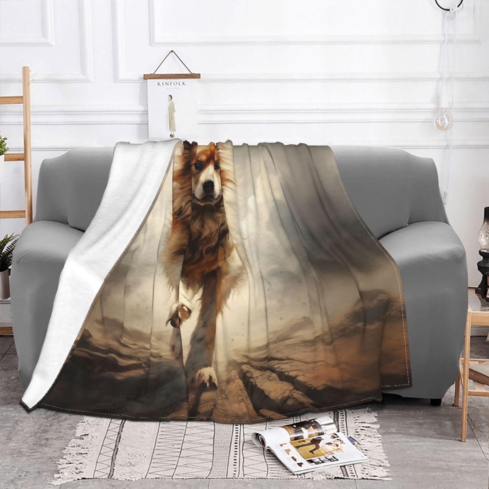 Coperta decorativa in morbida flanella calda e accogliente per bambini, cane, gatto, 127 x 152 cm, stampa di zampe di cane e animali domestici