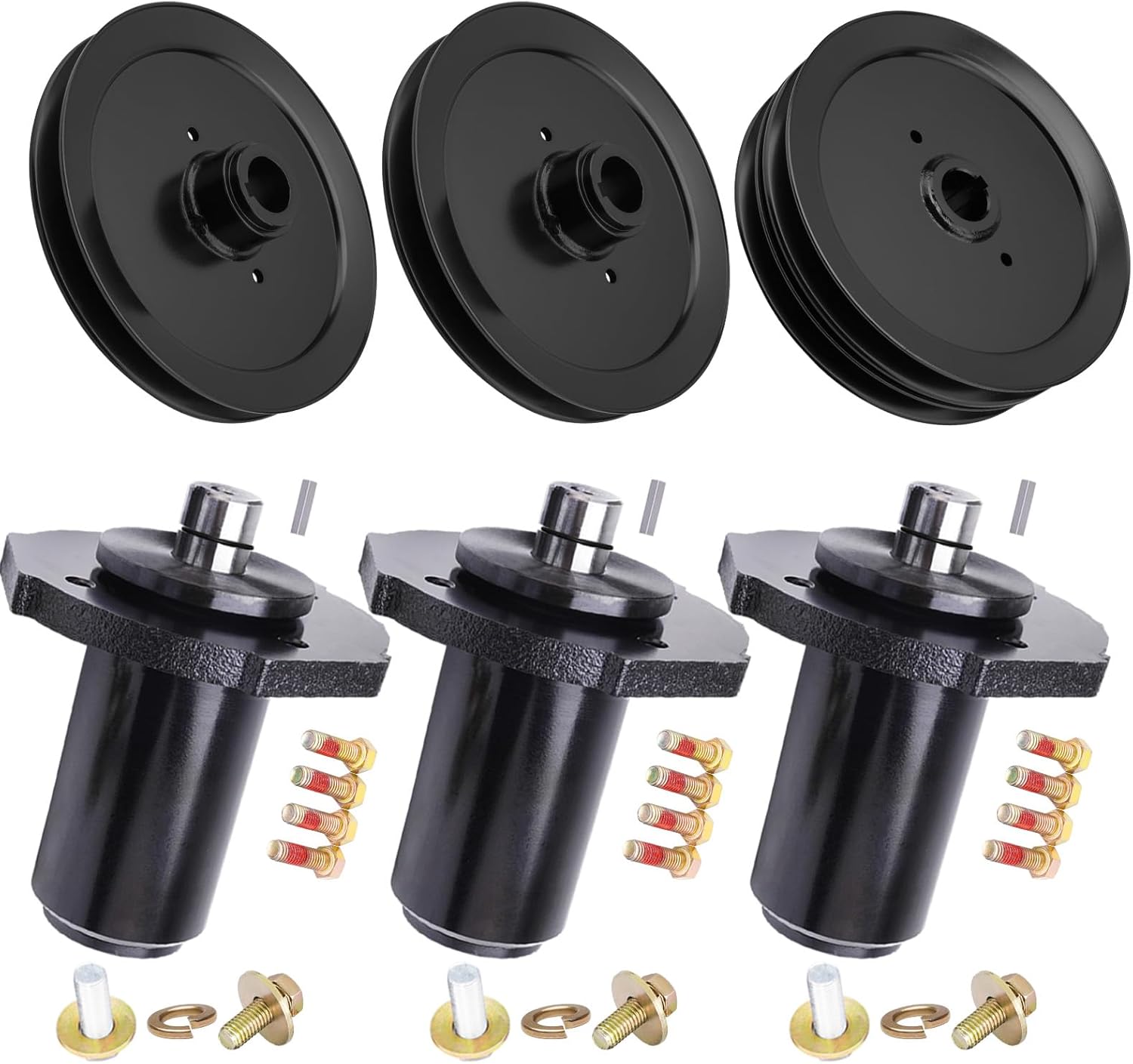 60 Inch Mower Spindle Kit Fit for Ariens Apex 60, Pro Turn 260 Z60 460 ZX60, Zenith 60, Gravely ZT HD 60 Lawn Mower Includes (3) 59202600 59225700 Spindle (1) 07346600 Pulley(2) 07345900 Pulley