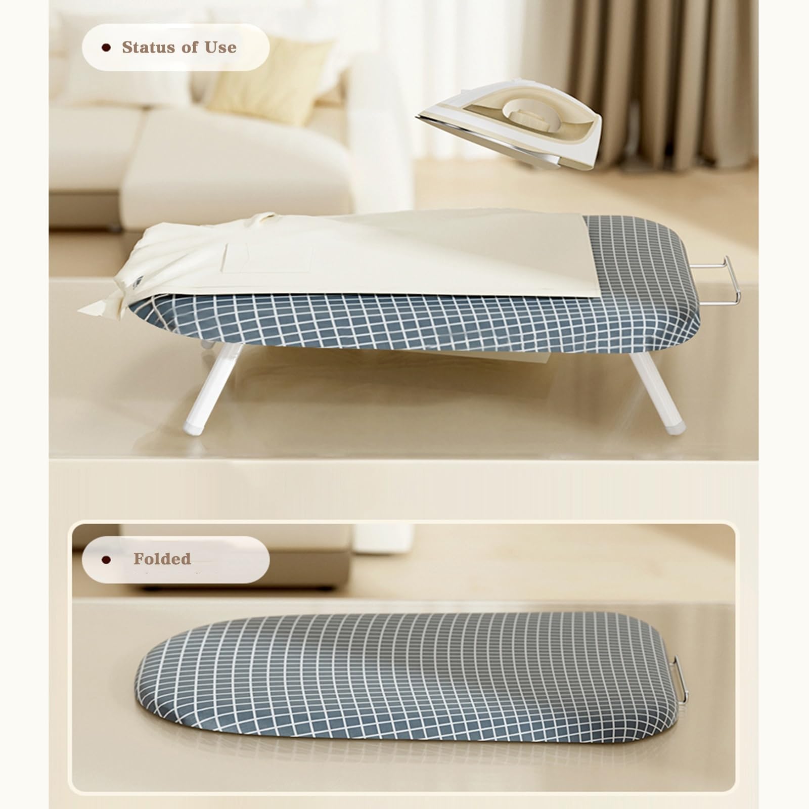 Klappbarer Tisch-Bügeltisch Einklappbarer Bügeleisenständer Bügelmattenbrett Mit Hitzebeständigem Bezug Und Abnehmbaren Und Waschbarem Stoffbezug(Style2,120cm/47.2'')