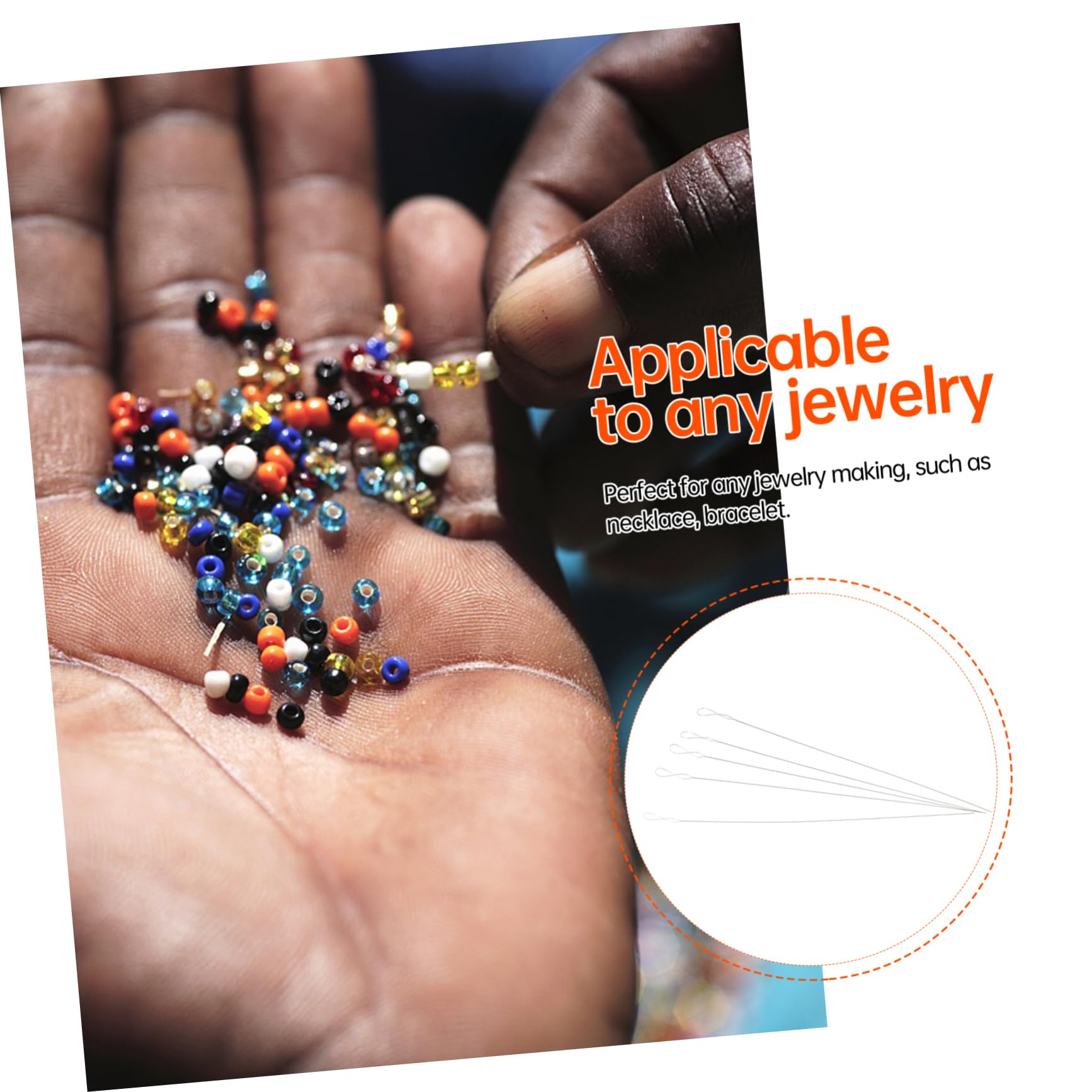 JEWEDECO 5pcs Beading Needles Open Eye Needle Stainless Bracelet Tool Punch Embroidery Kits