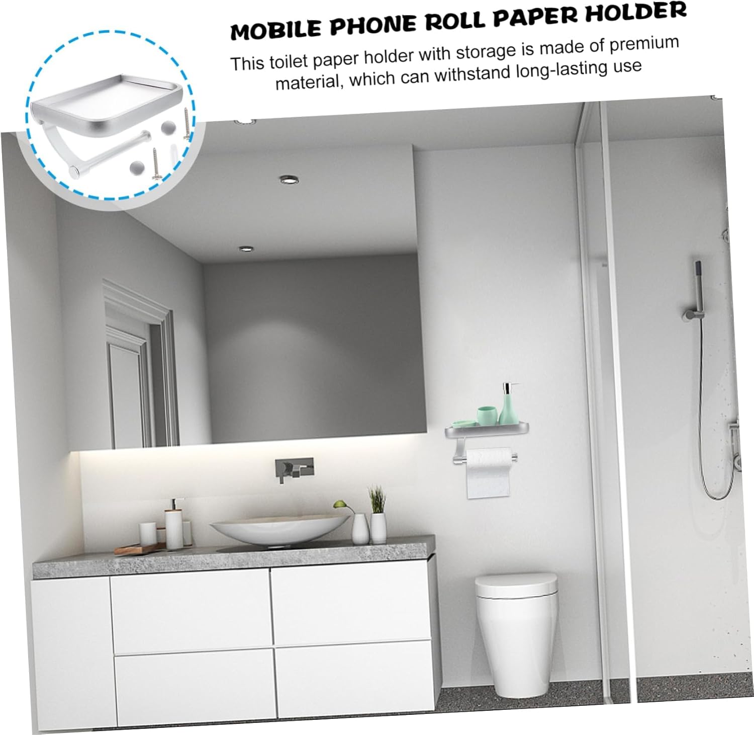 Stainless Steel Wall - Mount Toilet Paper Holder with Shelf, for Bathroom and RV Organization