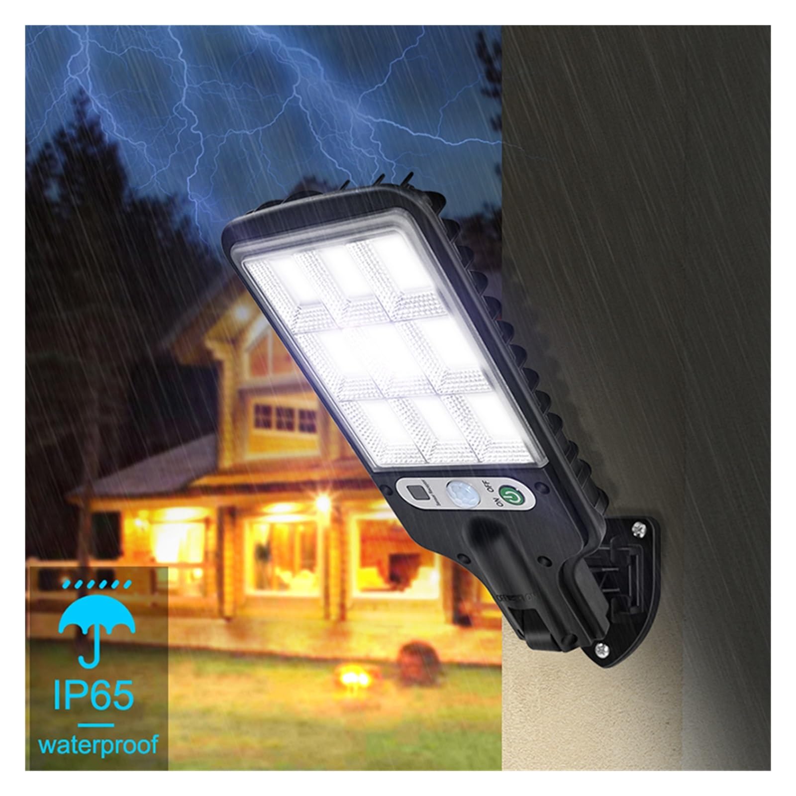 Lampy Solarne Zewnątrz, Solar Street Lights Zewnętrzna lampa słoneczna z 3 trybami światła Wodoodporny czujnik ruchu Oświetlenie bezpieczeństwa do ogrodu Patio Path Yard,Do ogrodu, ulicy, werandy(B,4