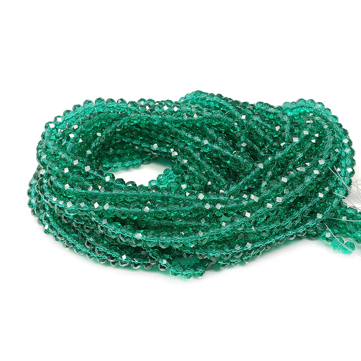 4mm Emerald Green Rondelle Glass Beads for Jewelry Making 1200pcs Faceted Briolette Shape Crytal Spacer Beads Assortments Supplies Accessories for Bracelet Necklace