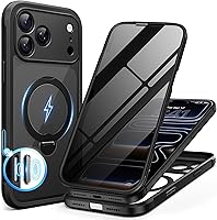 Vista 34 de BERFY Funda para iPhone Air, compatible con MagSafe, protector de pantalla de privacidad integrado y protección de cámara, cuerpo completo