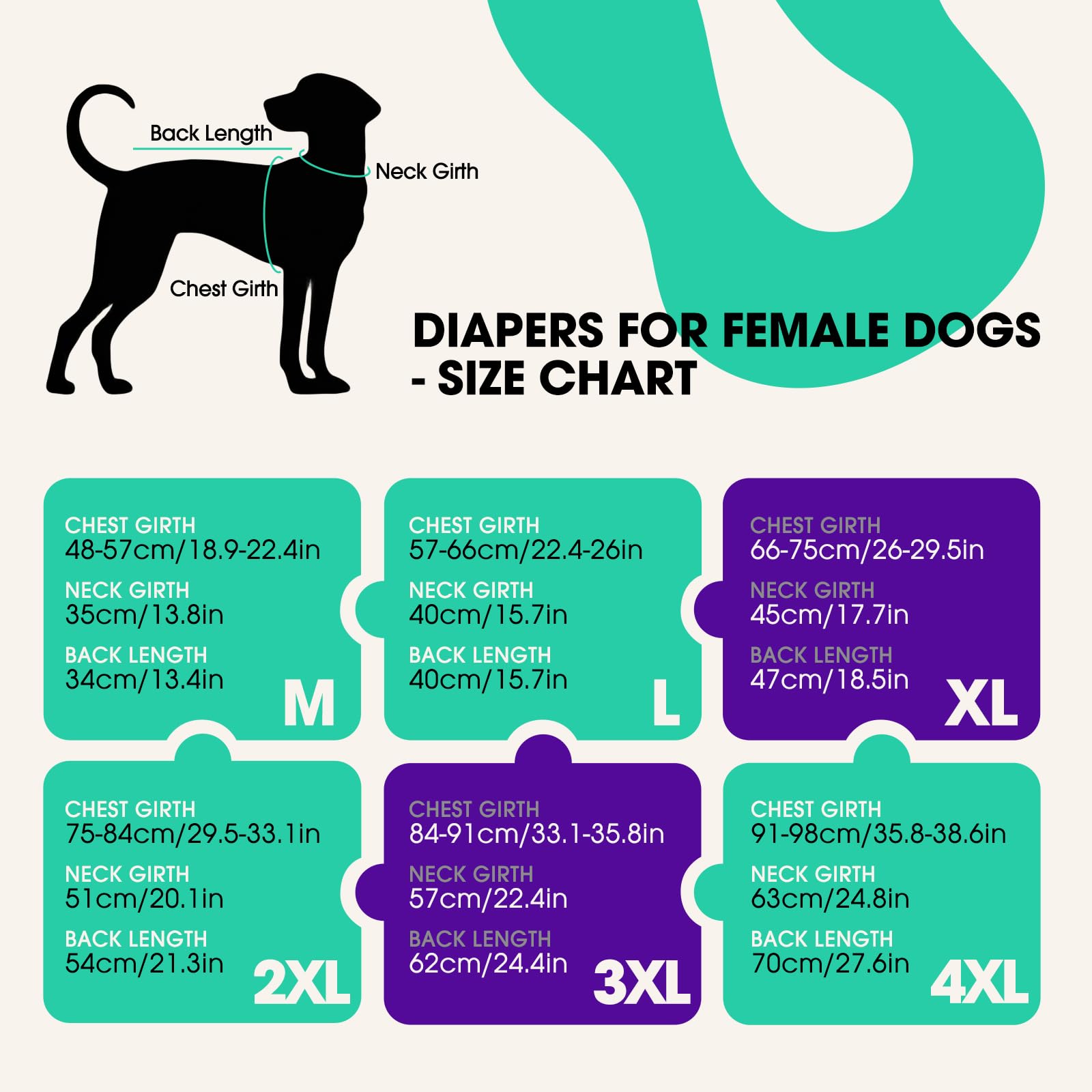 Hundewindeln für Hündinnen, waschbar, wiederverwendbar, auslaufsicher, für Wärmezyklus, Inkontinenz und Welpentraining, verstellbare Bauchbänder, Blau, Größe 3XL