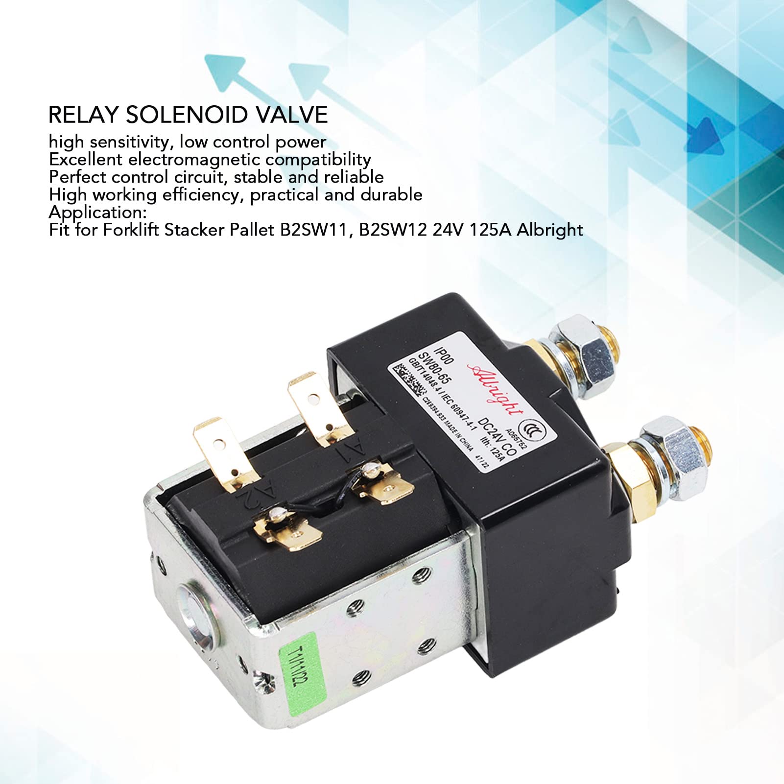 Relè Elettrovalvola 24V 125A Sensibile, Alta Precisione per Valvola Solenoide Industriale, for Carrello Elevatore Pallet Magazzino Logistica Attrezzature Movimento Merci