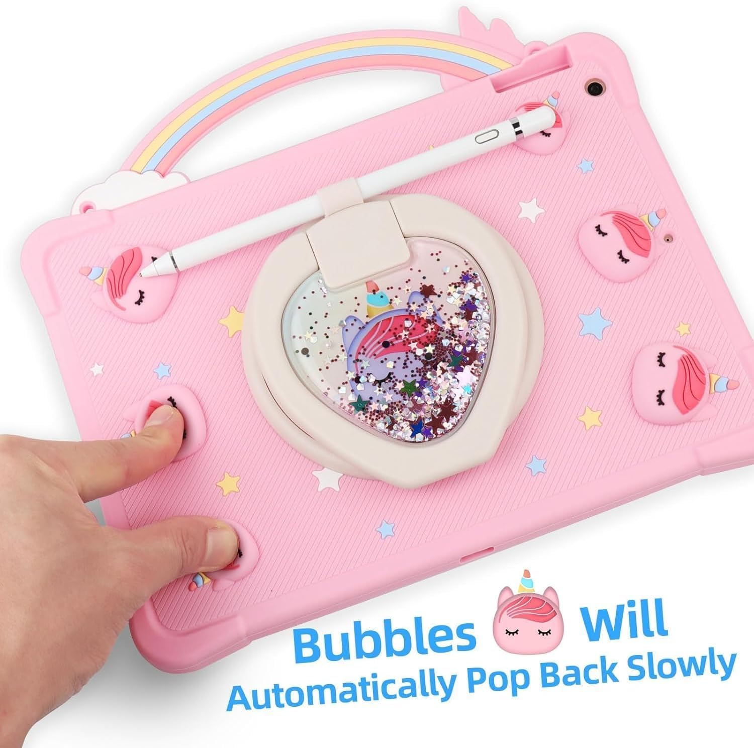 [Super Cute Rainbow Unicorn Case] Cytec Kids Adorable Case for iPad Pro 11 inch (1st, 2nd, 3rd & 4th Gen) 2018/2020/2021/2022 with 360° Rotating Stand
