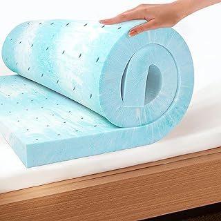 EGO Topper 4 Inch Queen Memory Foam Mattress Topper, Cooling Gel Foam Mattress Topper for Pressure Relief, Ventilated Design Bed Topper in a Box, CertiPUR-US Certified, 60"×80", Medium