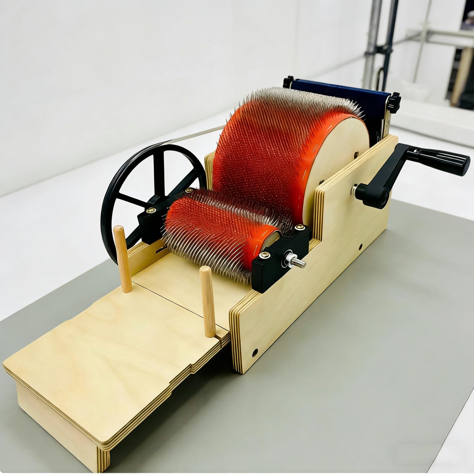 Aserzenith A Serzenith Wool Carding Machine With Drum, Hand Crank Blending Fiber Carder For Felting, Fast Color Mixing, Foldable Design