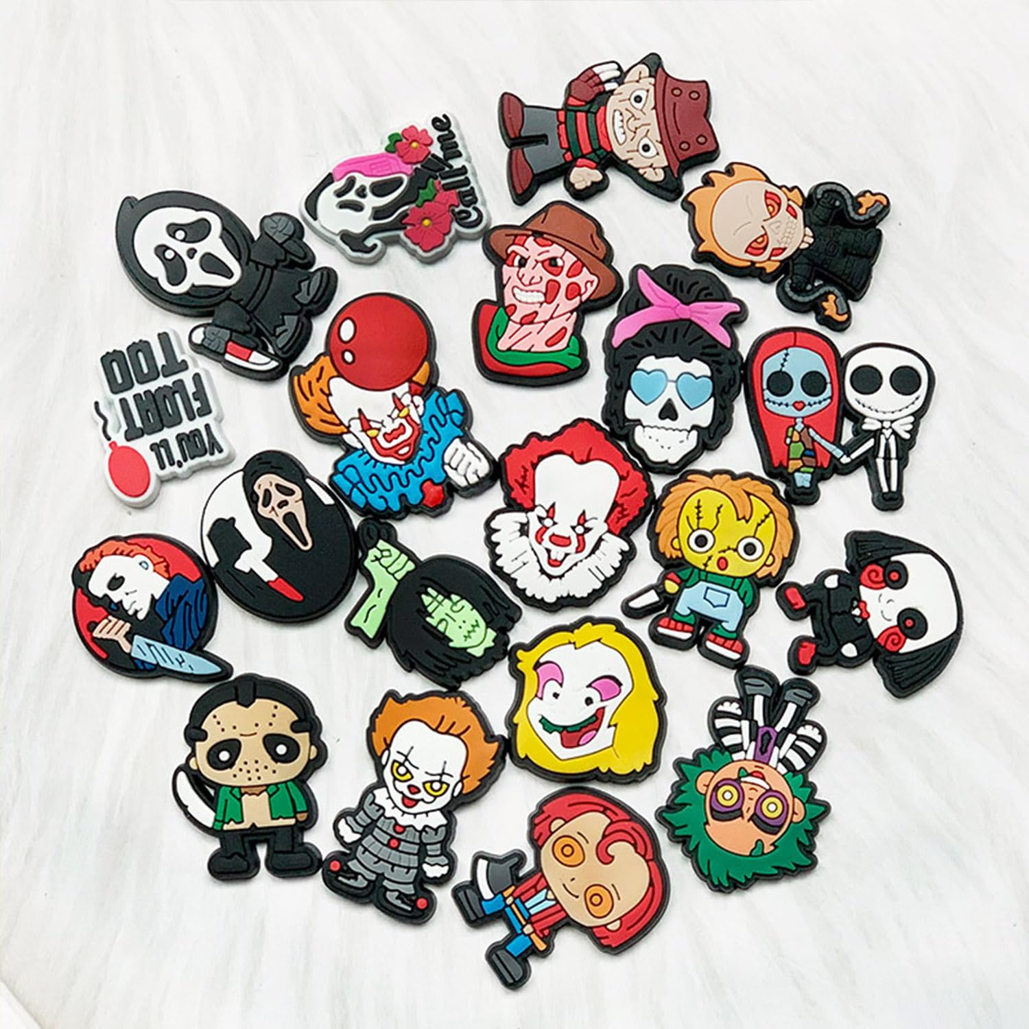 Terror Encantos del Zapato 30PCS Terrorífico tema de Halloween Zapato Decoración Croc Charms para Niñas Mujeres Niños Adultos, Regalo para Fiesta de Cumpleaños