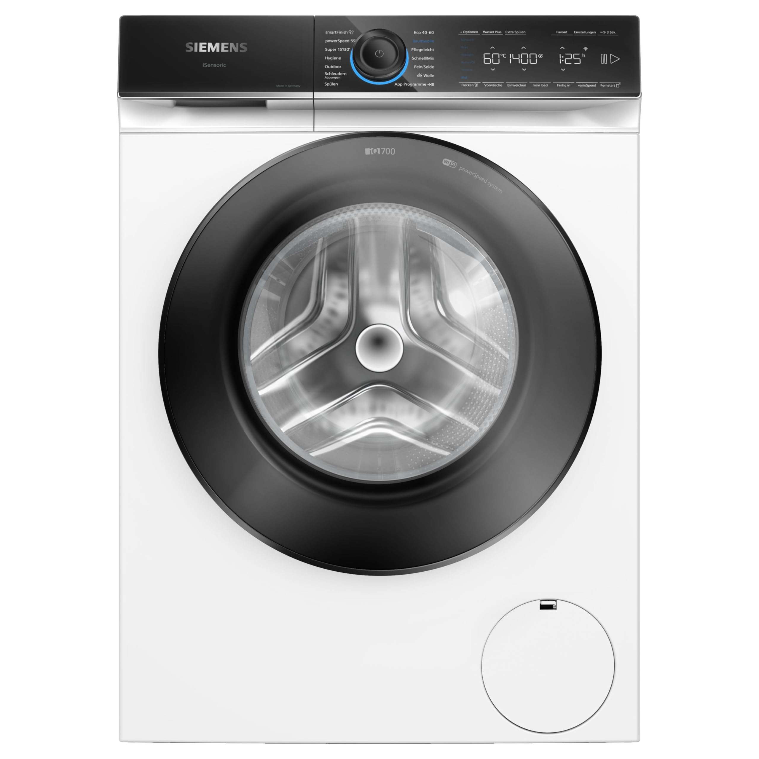 Siemens iQ700 Smarte Waschmaschine 9 kg 1400 UpM WG44B20Z0 | Home Connect App Steuerung von überall, Knitterschutz dank smartFinish, leiser bürstenloser iQdrive Motor
