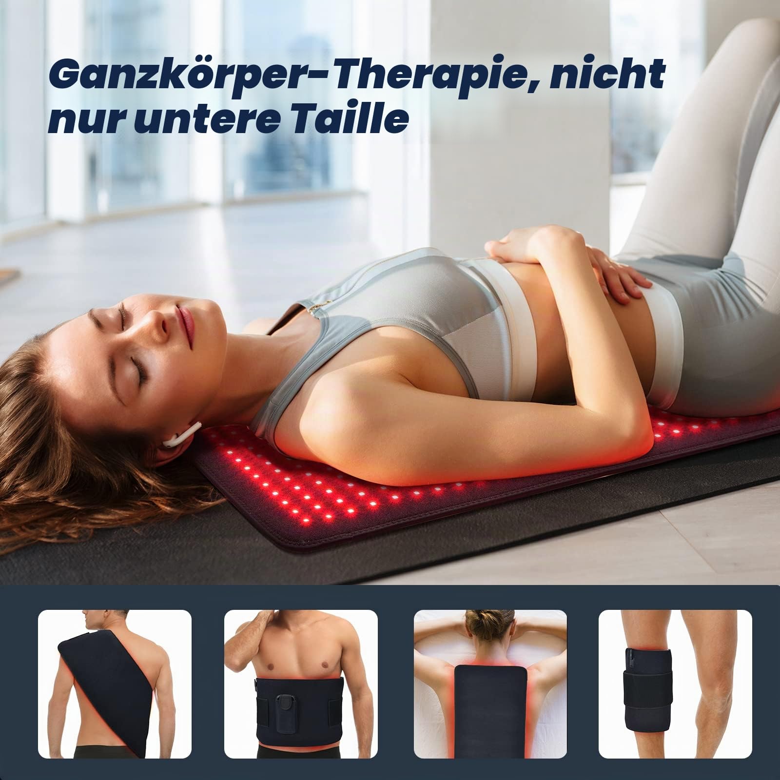 I-THERA-U Rotlichtlampe Therapie Infrarotlampe Gürtel - 360LEDs Red Light Therapy für den Körper, 660 nm Red Revive Rotlicht & 850 nm Infrarottherapie, Entspannt die Muskeln, Lindert Rückenschmerzen