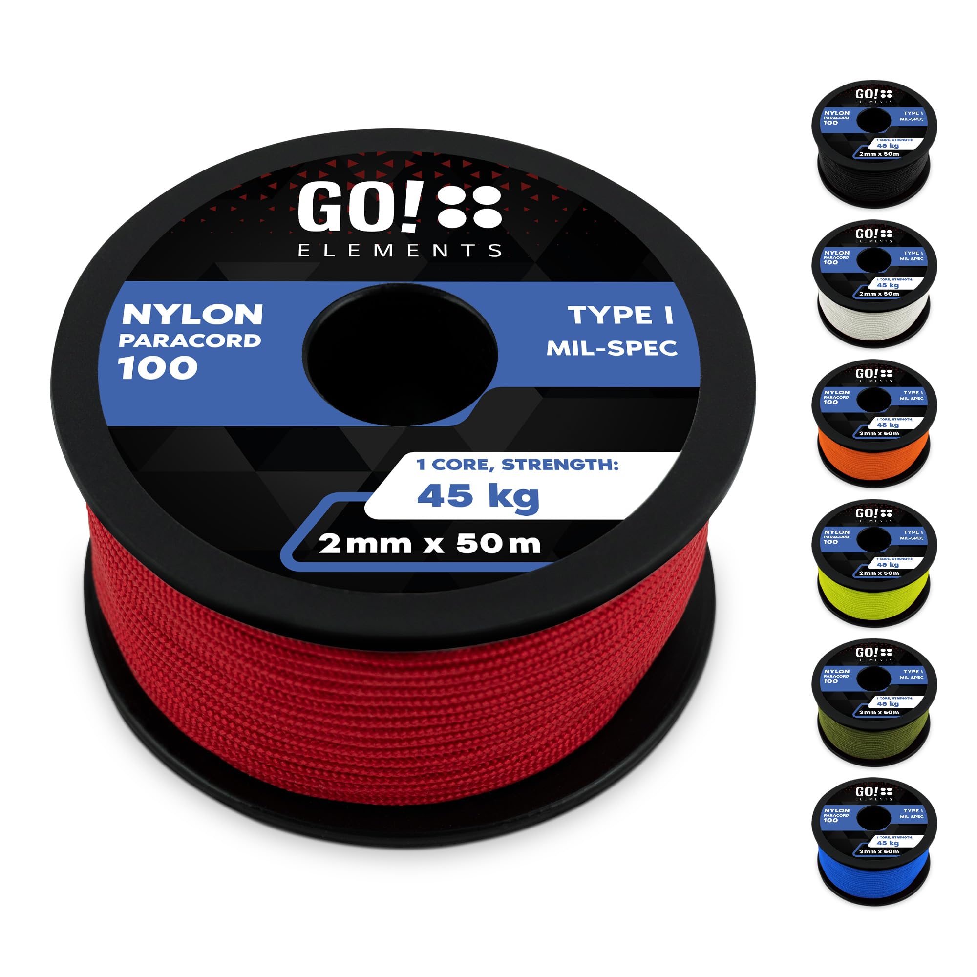 Cuerda Paracord 2mm de Nylon a Prueba de Desgarros - Cuerda de Supervivencia Tipo I - Capacidad de Carga 45kg