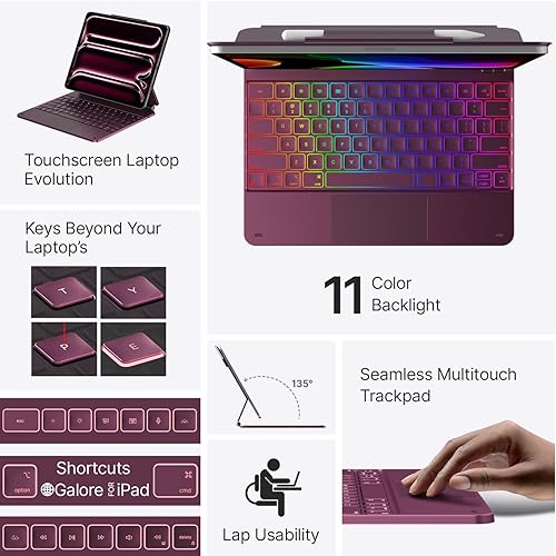 Miniatura 80 de typecase Funda de teclado Edge para iPad Air de 13 pulgadas (M3/M2, 2025/2024) y iPad Pro de 12.9 pulgadas (6ª/5ª/4ª/3ª generación), teclado mágico