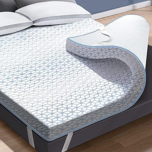 Cubrecolchón de espuma viscoelástica de gel de 4 pulgadas para cama de tamaño individual, funda de colchón refrescante para dolor de espalda,