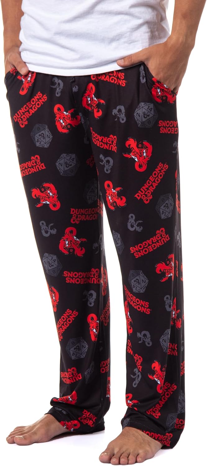 Dungeons & Dragons Mens' Tossed Print Logo Nat 20 Dice Sleep Pajama Pants