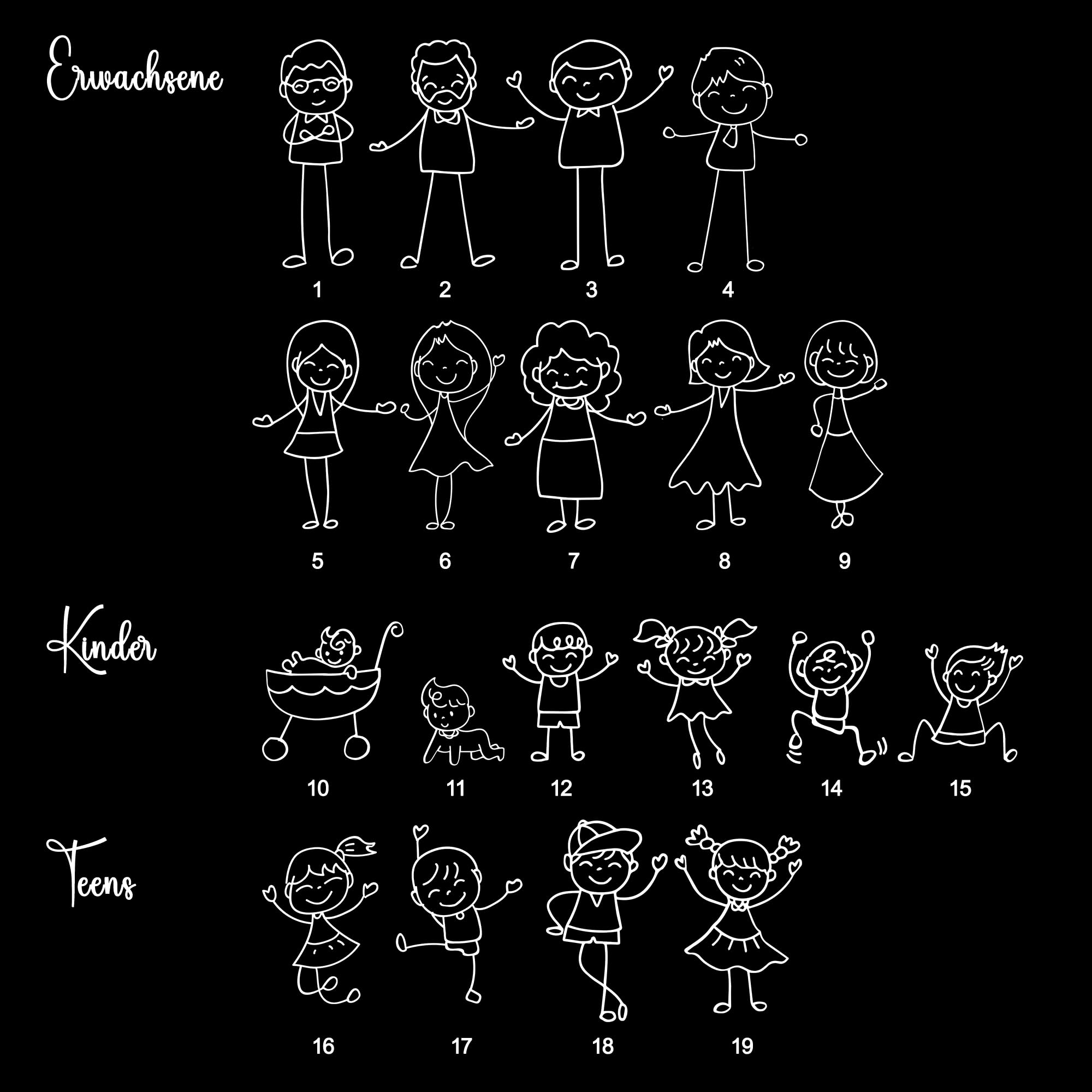 Fußmatten personalisiert Familie Namen Strichmännchen | Willkommen bei Familie Wunschtext bis 120cm | Türmatte Familie personalisiert | Geschenk Einzug, Umzug, Geburtstag (75x50cm)