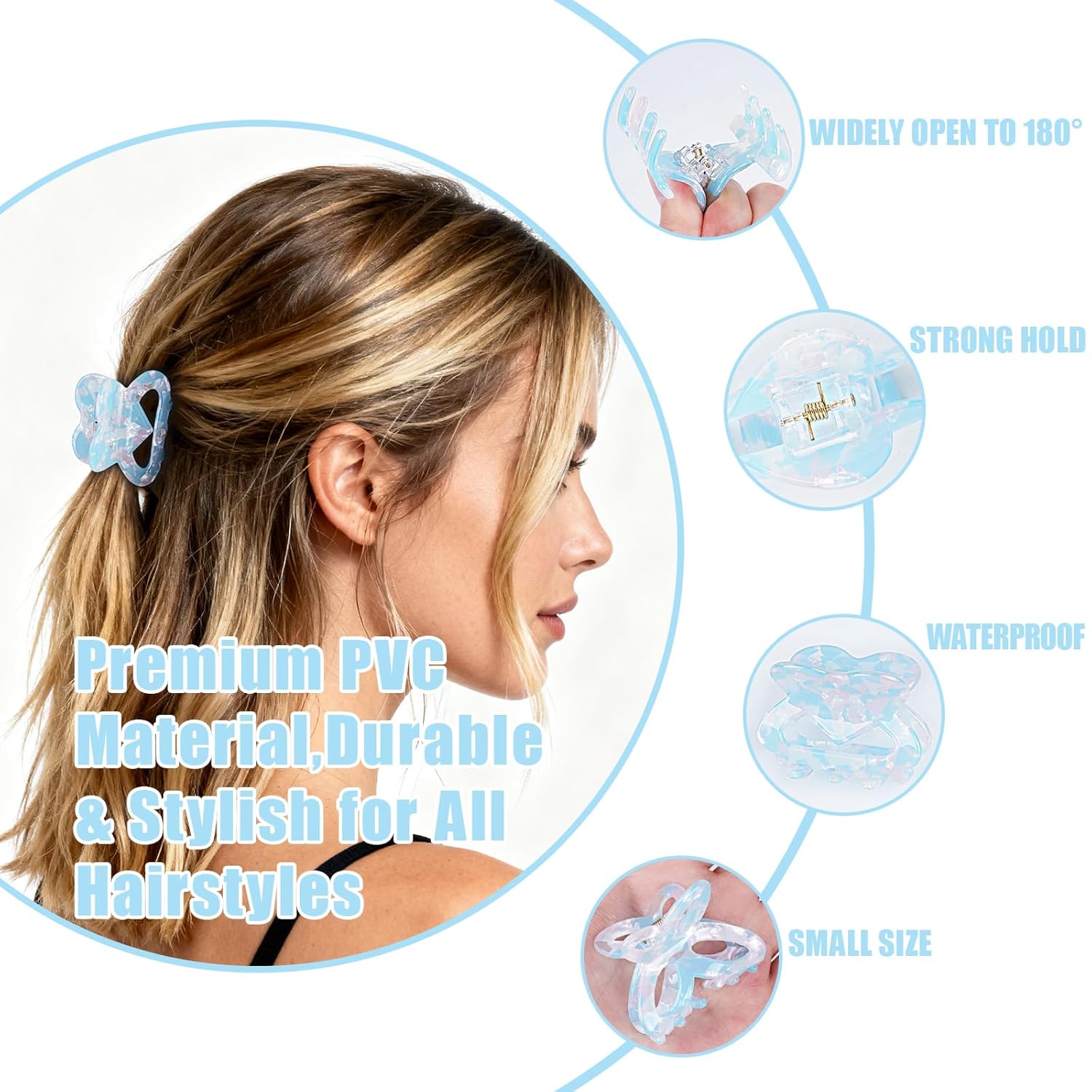 TOCESS Small Hair Claw Clips for Women: 8pcs Decorative Mini Floral Clips for Fine/Thin Short Hair Girls Teens-Y2K Cute Jaw Claws Bulk Party Festival Wedding Gifts Prom - Image 2