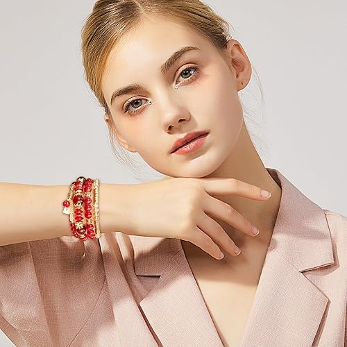 Miniatura 7 de Pugnum Pulsera bohemia para mujer, pulseras elásticas apilables con cuentas, pulseras bohemias hippie multicapa, regalo para mujeres, amigas y niñas