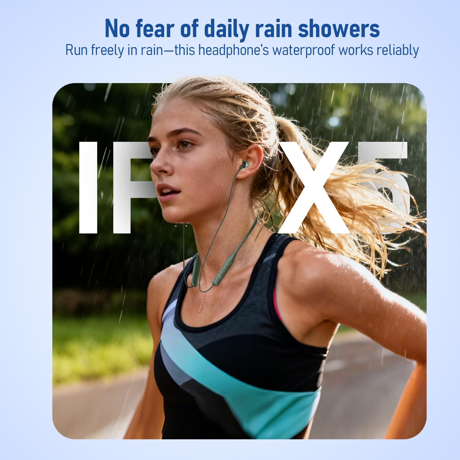 BT263 2PCS Neckband Bluetooth Earbuds, Dual Device Pairing, 40H Playtime, Quick Charge, IPX5 Waterproof Wireless Sport Headphones 1