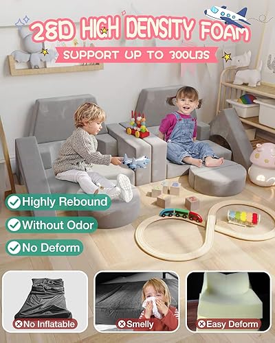 Miniatura 3 de YEFU 15 piezas Sofá modular de juego para niños, sofá infantil para niños pequeños y niños, sofás para niños pequeños, kit de construcción de