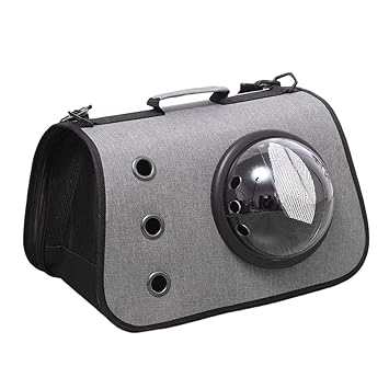 Meri SHOPP Pet Bag with Mesh Window Transparent Cat Carrier for Travel Outdoor Grey