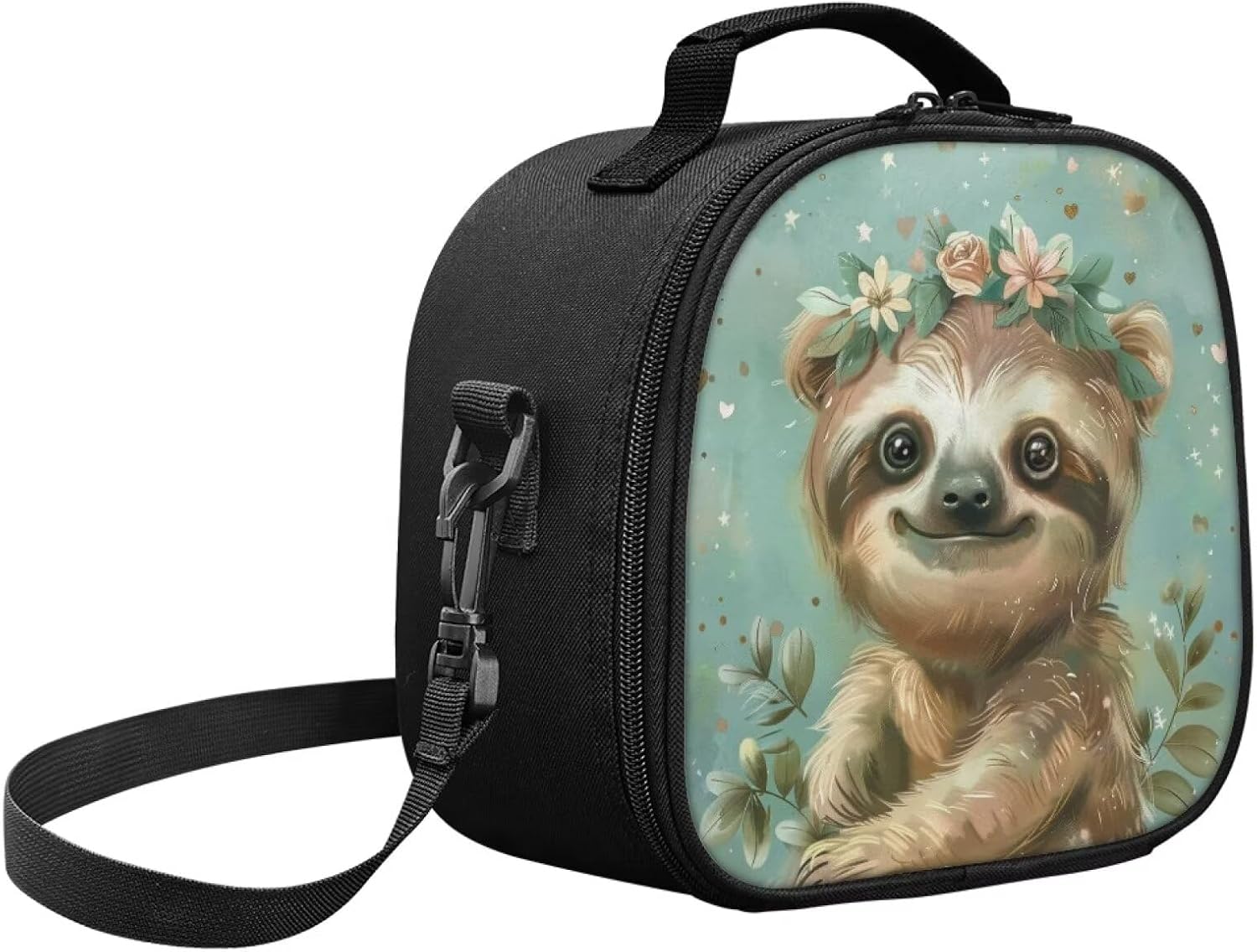 TODIYADDU Kids Lunch Boxes for School Thermal Cooler Lunch Bag Wreath Sloth Lunch Tote Bag Boys Girls with Removable Shoulder Strap Retain Freshness Cooler Food Lunch Containers for All Ages image 2