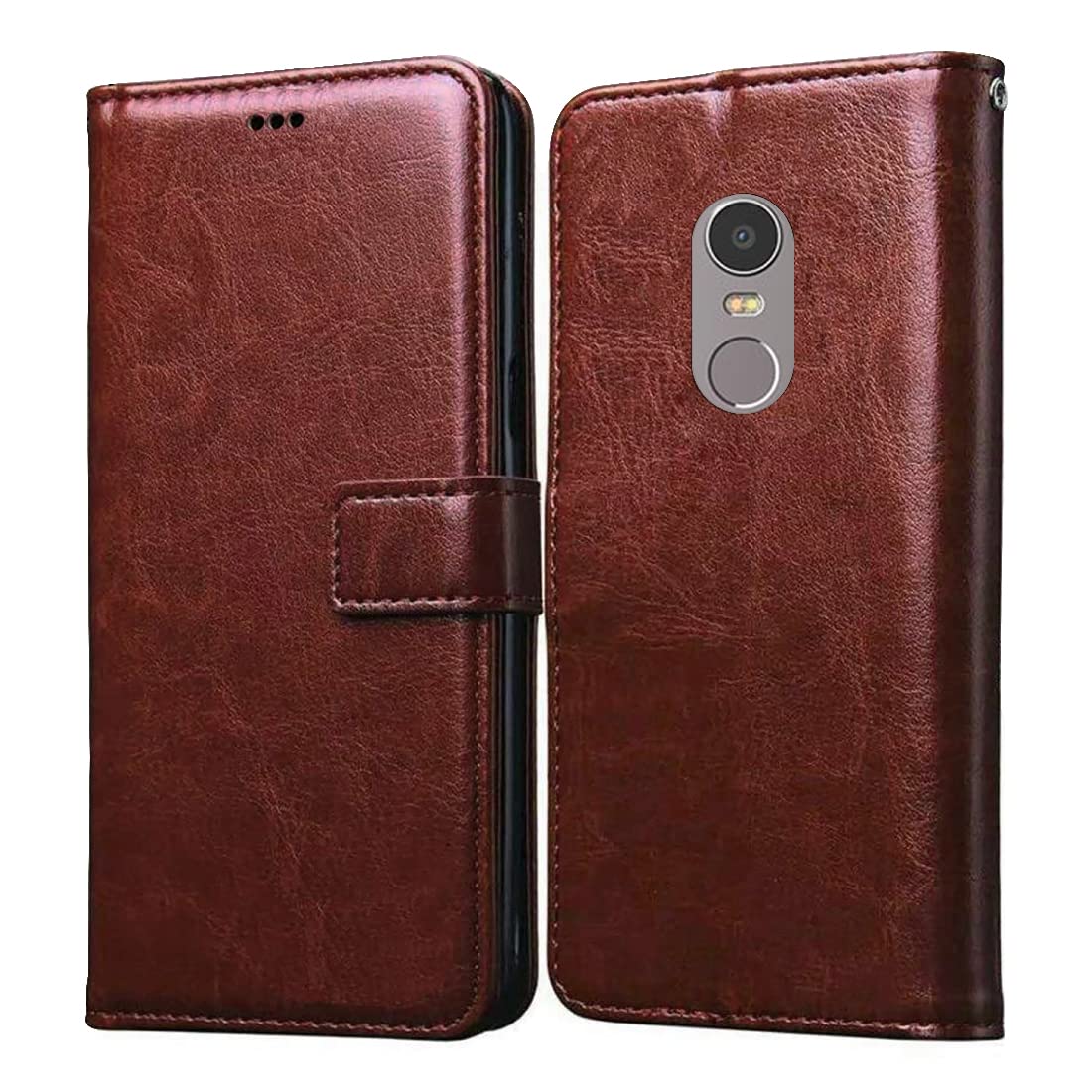 Casotec Flip Cover for Lenovo K6 Note | Premium Leather Finish | Inbuilt Pockets & Stand | Flip Case for Lenovo K6 Note (Brown)