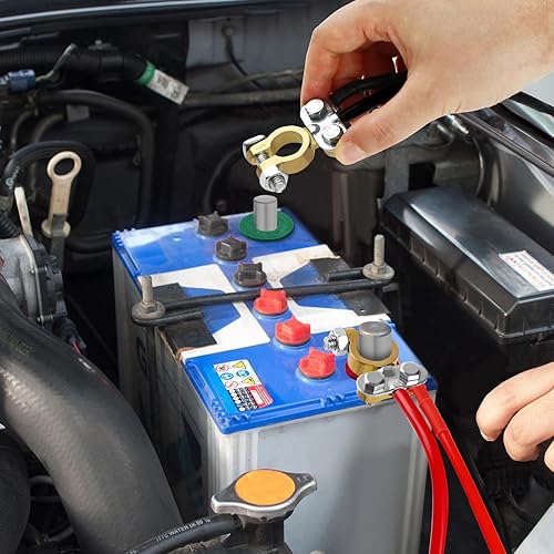 Miniatura 7 de Conectores de Terminales de Batería 2 Pares, Terminales de Batería de Latón, Terminal de Batería de Automóvil Positivo Negativo Conectores de