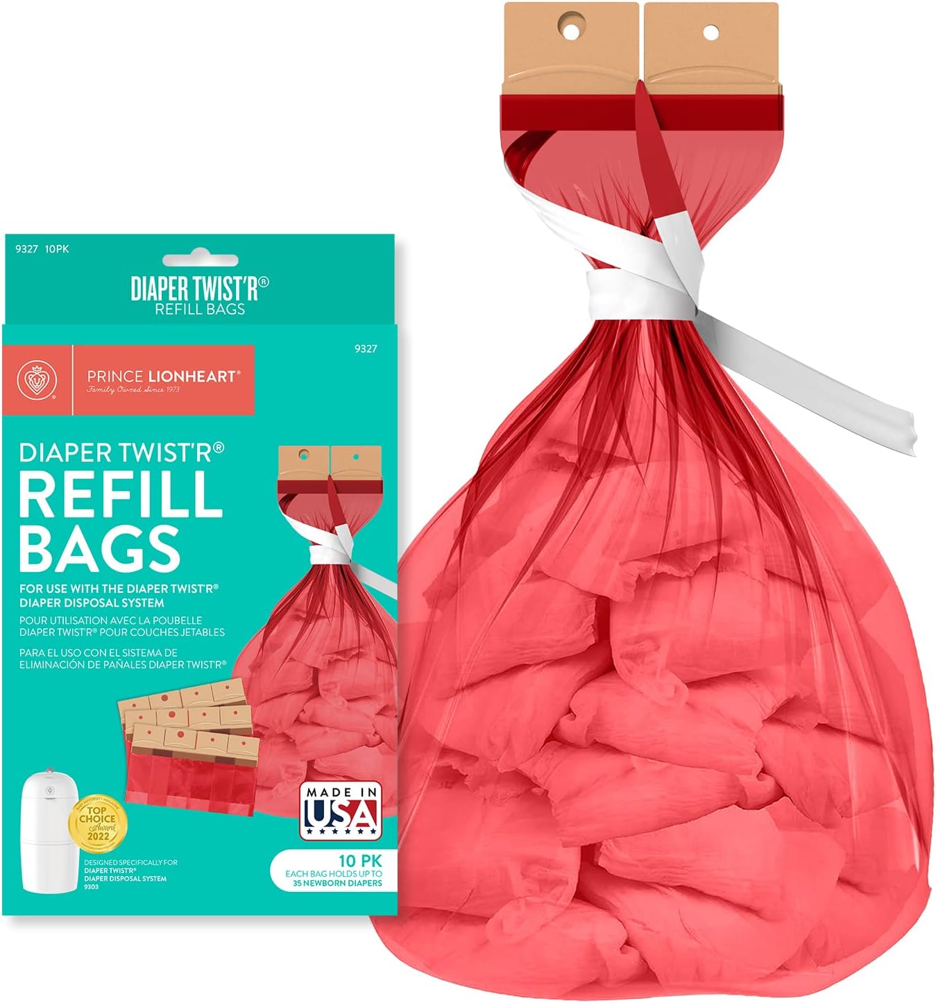 Prince Lionheart Diaper Pail Refill Bags 10 PACK of