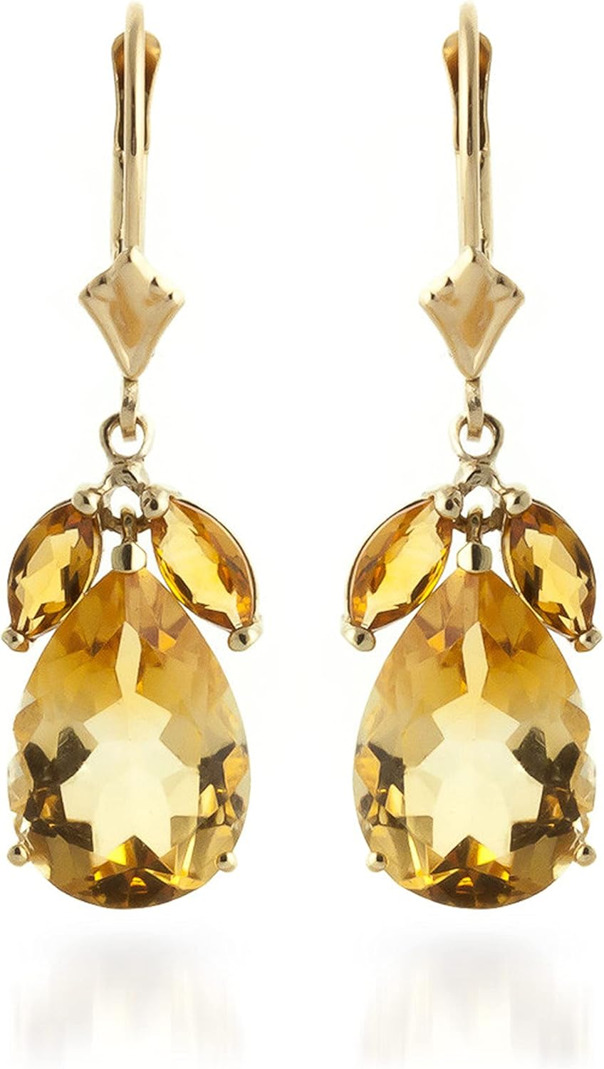 14k Yellow Gold Leverback Earrings with Natural Citrines - Image 3