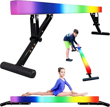 8FT Balance Beam, Raised Gymnastics Beam for Kids Ages 3-18, Home Gym Equipment for Training, Adjustable Balancing Beam Indoor