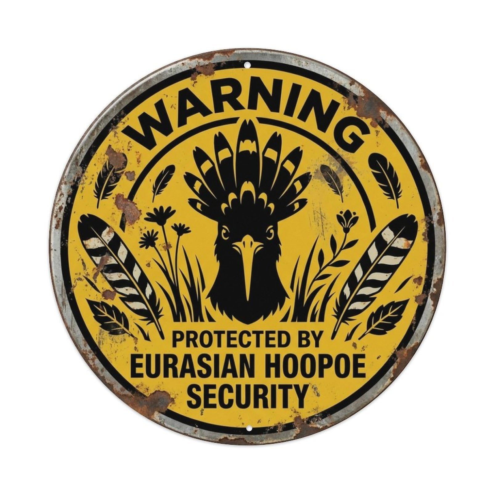 Warning Protected By Eurasian Hoopoe Security Bird Metal Tin Sign