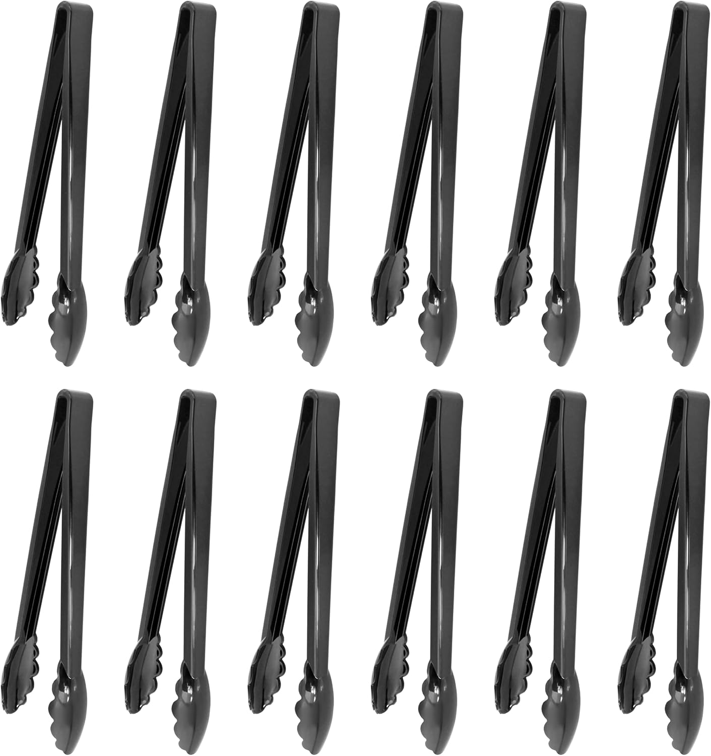 New Star Foodservice 35513 Utility Tong, High Heat Plastic, Scalloped, 12 inch, Set of 12, Black