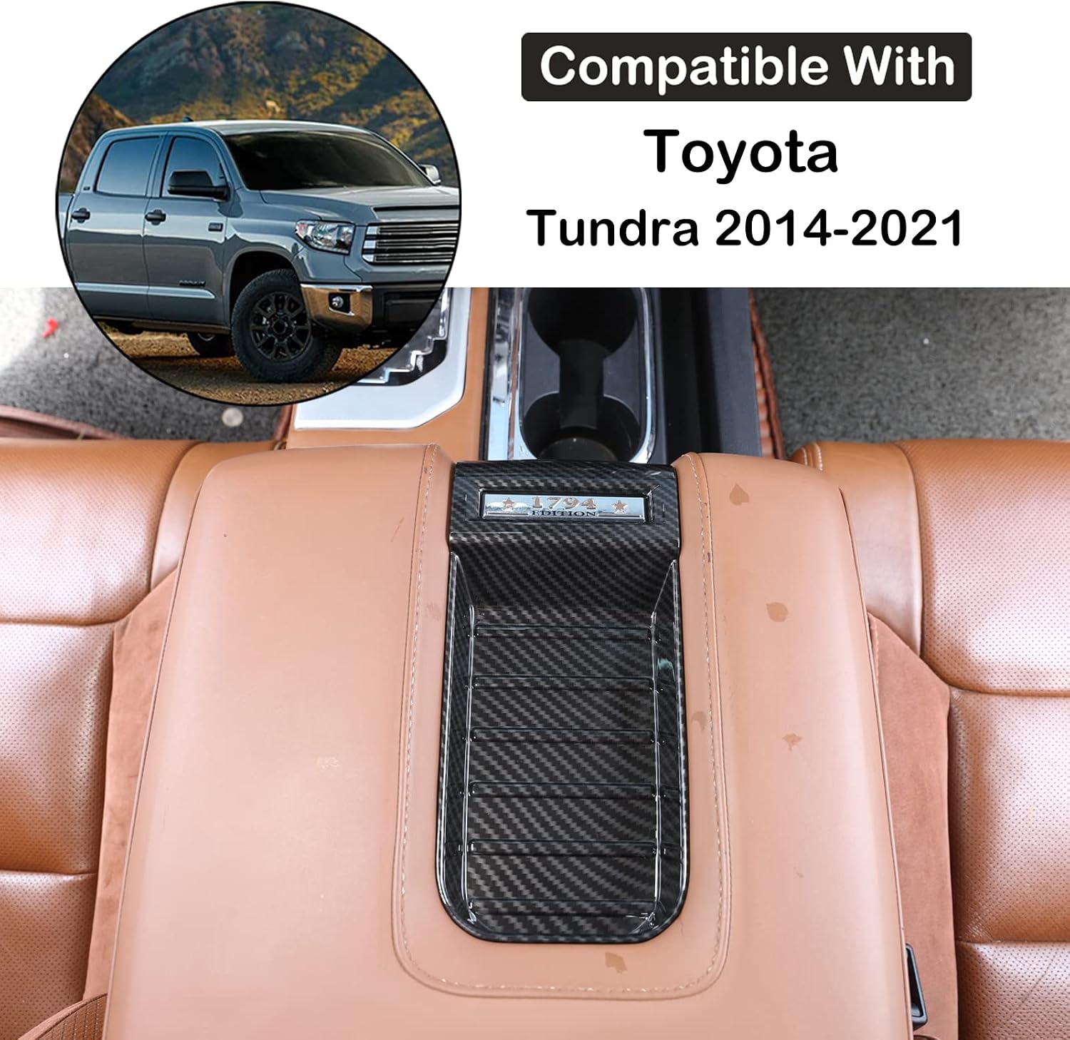 Aunginsy Car Center Console Armrest Box Storage Cover Slot Trim Compatible with Toyota Tundra 2014-2021, ABS Central Control Armrest Organizer Tray Pad Decorative Sticker Scratch Protector Accessories