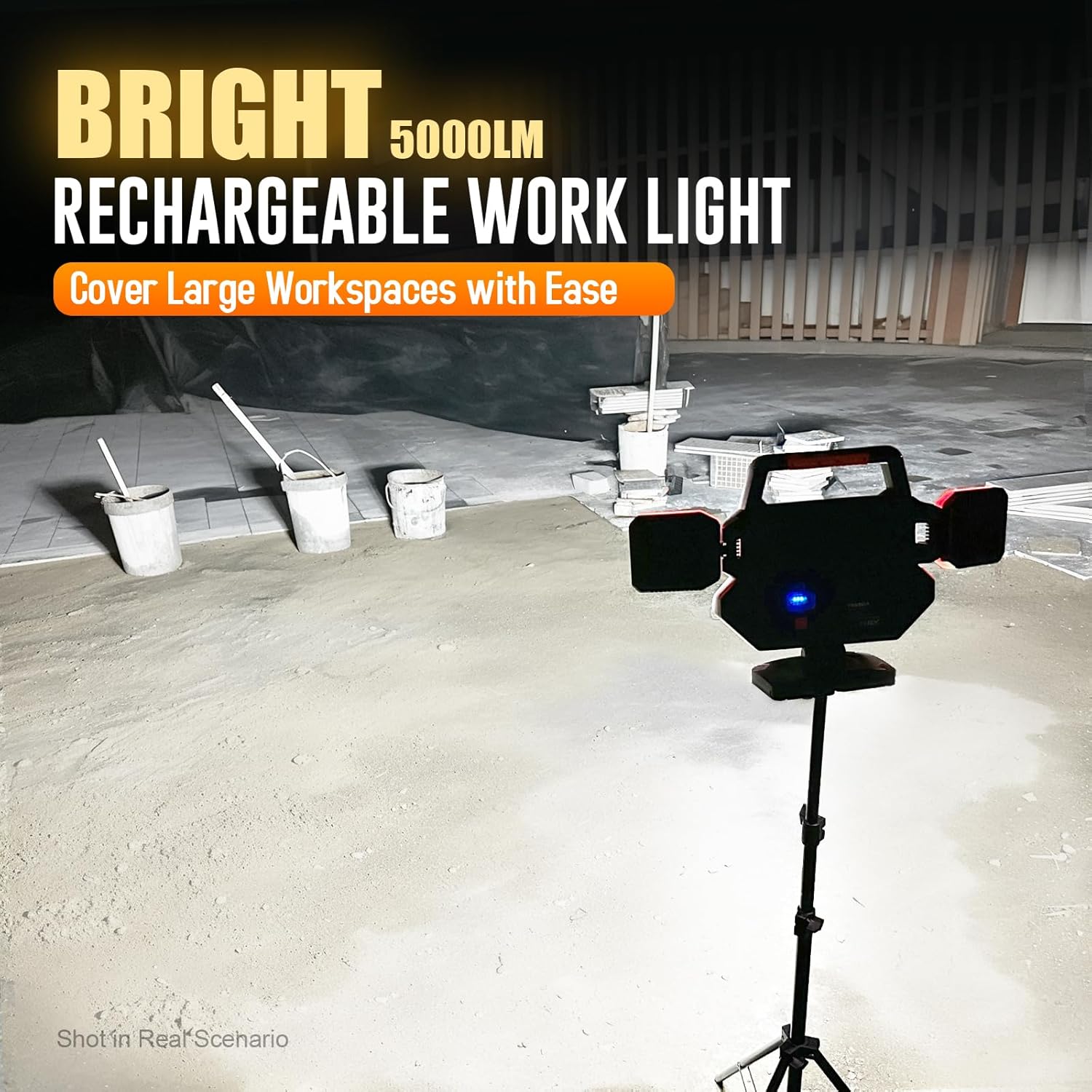 55W Rechargeable Work Light 5000LM, Foldable&Rotatable Magnetic LED Work Light with 6 Modes, 8000mAh Battery Powered Portable Work Lights for Workshop, Car Repair, Construction, Camping, Emergency Use